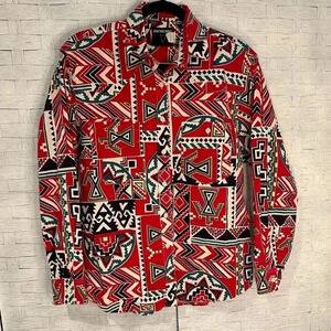 FRONTIER SERIES vintage button down Aztec Long Sleeve Western Shirt southwest